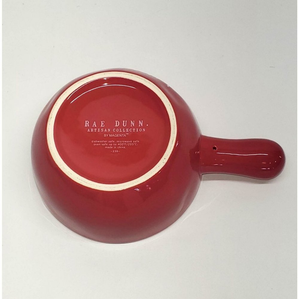 Rae Dunn Red "Santa" Soup Bowl With Handle White Lettering 1159 - Picture 3 of 5
